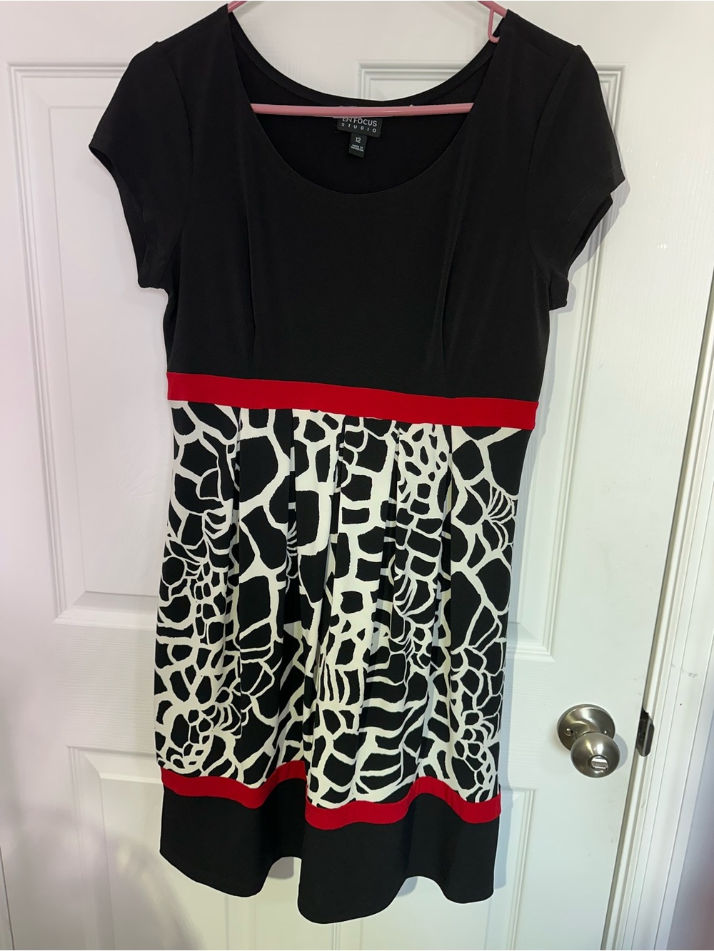 Enfocus Studio Black, White & Red Fit-and-Flare Mini Dress
